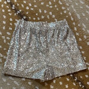 Gianni Bini Silver Sequin High Waist Shorts